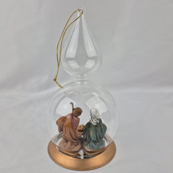 Fontanini Holy Family Blown Glass Tear Drop Christmas Ornament Vintage 90's - Picture 5 of 16